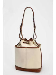 Bucket Denim Stitching PU Large Capacity Bag