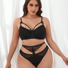 Plus Size Bra Sexy Lace Transparent Set