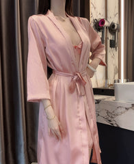 Lace Hollow Back Pajamas Robe Two-piece Set