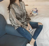 Chaqueta con cremallera extragrande, transparente, gris y blanca