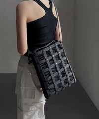 Original Black Hollow Out Rivet Calf Leather Satchel Handbag