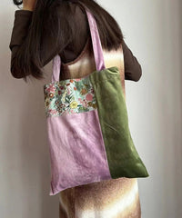 Original Design Colorblock Patchwork Velour Satchel Bags