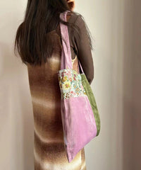 Original Design Colorblock Patchwork Velour Satchel Bags
