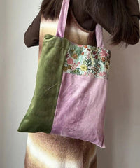 Original Design Colorblock Patchwork Velour Satchel Bags
