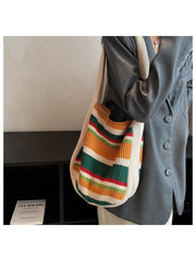 Color Blocking Casual Shopping Large Capacity Tote Bags