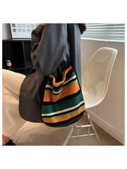 Color Blocking Casual Shopping Large Capacity Tote Bags