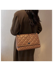 Trendy Solid Rhombus Lattice Chain Shoulder Bags