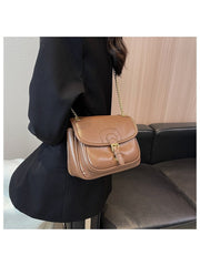 Retro Pure Color PU Cross-body Shoulder Bag