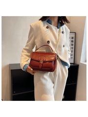 Retro Pure Color PU Cross-body Shoulder Bag