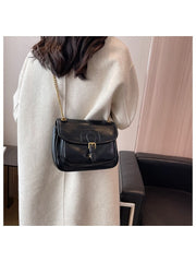 Retro Pure Color PU Cross-body Shoulder Bag