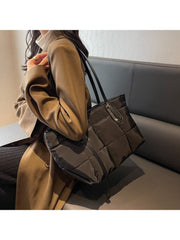 Women Pure Color Shoulder Nylon Tote Bags