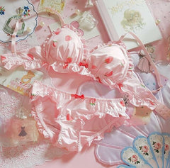 Pink Strawberry 2-piece Kawaii Lolita Nymphet Lingerie Set