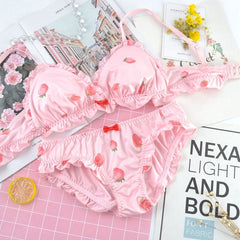 Pink Strawberry 2-piece Kawaii Lolita Nymphet Lingerie Set