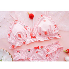 Pink Strawberry 2-piece Kawaii Lolita Nymphet Lingerie Set