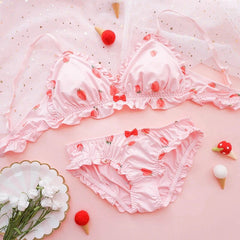 Pink Strawberry 2-piece Kawaii Lolita Nymphet Lingerie Set