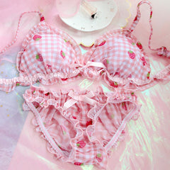 Pink Strawberry Kawaii Lolita Nymphet Lingerie Set
