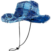 Plaid Fringe Cross Sewed Western Cowboy Hat