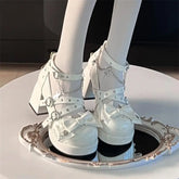 Punk Rivets Metal Chain Chunky Platform Pumps