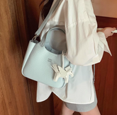 Light Blue Textured Commuter Shoulder Bag