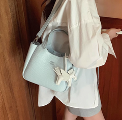 Light Blue Textured Commuter Shoulder Bag