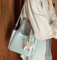 Light Blue Textured Commuter Shoulder Bag