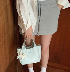 Light Blue Textured Commuter Shoulder Bag