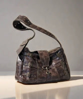 Retro Large Capacity Punk Style Wide Shoulder Strap Single Shoulder Bag