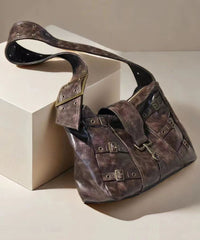 Retro Large Capacity Punk Style Wide Shoulder Strap Single Shoulder Bag