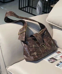 Retro Large Capacity Punk Style Wide Shoulder Strap Single Shoulder Bag