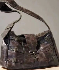 Retro Large Capacity Punk Style Wide Shoulder Strap Single Shoulder Bag