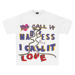 Camiseta holgada con estampado de letras estéticas retro