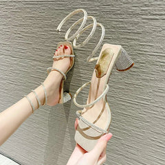 Rhinestone Serpentine Sandals