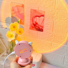 Proyector de lámpara de habitación con diseño de arcoíris degradado redondo y estético