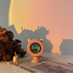 Proyector de lámpara de habitación con diseño de arcoíris degradado redondo y estético