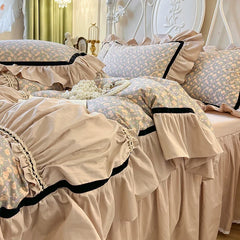 4/6Pcs Elegant French Pastoral Flower Bedding Set