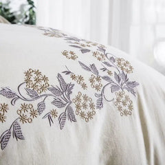 75% Cotton And 25% Linen Elegant Embroidery Ruffles Princess Luxury Bedding Set
