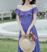 Vestido Bridget con volantes y hombros descubiertos