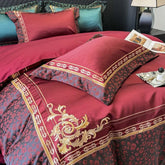 Brocade Jacquard Egyptian Cotton Gold Embroidery Luxury Bedding Set