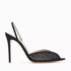 black Mesh Crystal Banquet Shoes