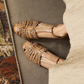 leather cowhide round toe loose grip low Heel