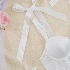 Sujetador bustier de satén y encaje