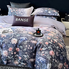 Luxury 1000TC Egyptian Cotton Flowers Prints Oil Painting Style Bedding Set