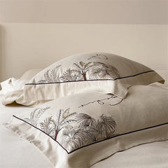 Neutral Cotton Linen Blend Vintage Bedding Set