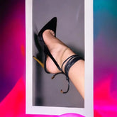Black velvet Ankle strap Sandals