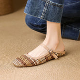 sheepskin woven low Heel