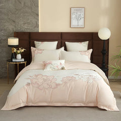 1000TC Egyptian Cotton Blooming Flower Embroidery Luxury Bedding Set
