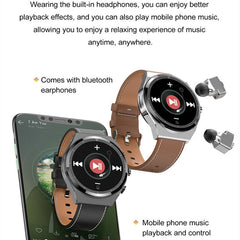 Classical Style Leather Built-in Bluetooth Headphones Smart Watch