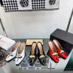 Fashionable Bright Face Metal Buckle Super High Heel
