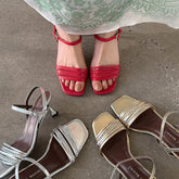 leather French woven loose grip high Heels