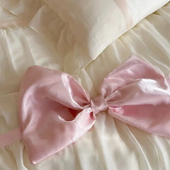 1000TC Egyptian Cotton French Princess Style Ruffles Lace Bow Bedding Set